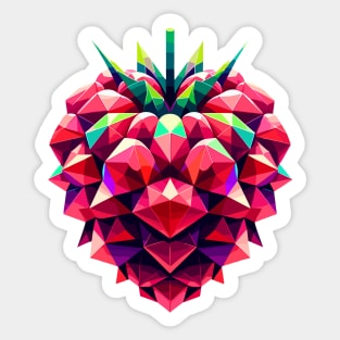 Geometric Raspberry: Vivid Low-Poly Artwork Sticker